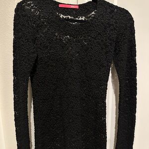Pinkyotto: Black Lace Long Sleeve Top